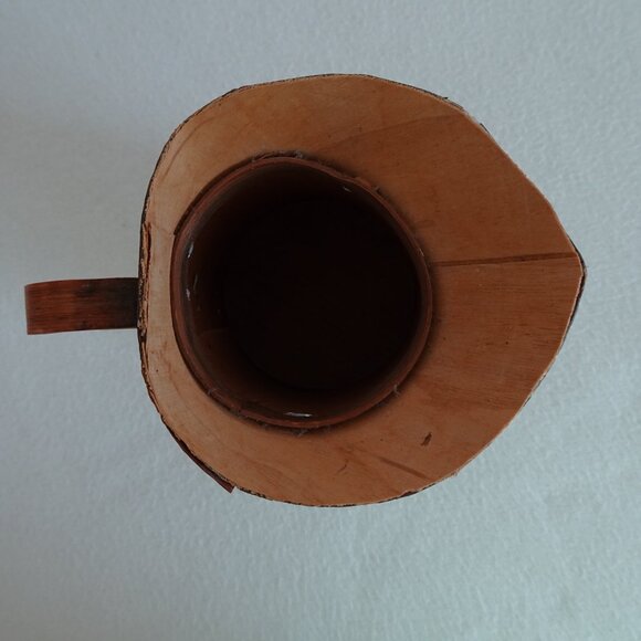 Handmade Wood Tree Bark Pitcher Vase 7.5” Vintage Rustic Natural Earthy Textured - Picture 12 of 14